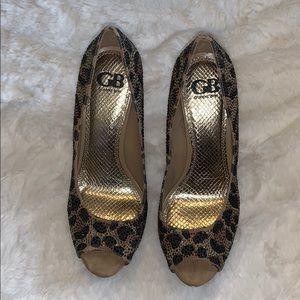 Gianni Bini High Leopard Print Peep Toe Heels